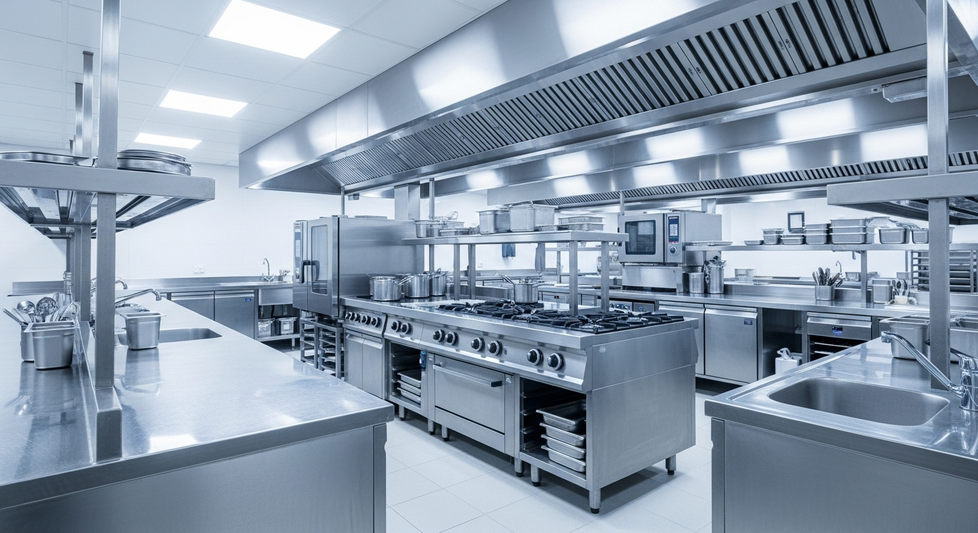 Spotless, immaculately presented commercial kitchen